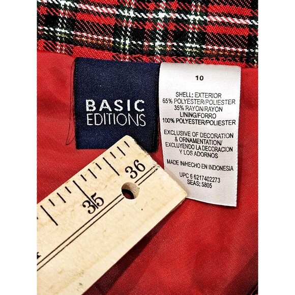 Vintage Red Plaid Midi Skirt - Basic Editions - Size 10 - Classic Holiday Look - Picture 10 of 10